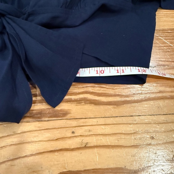 Maeve blue crop top capelet tie waist sz 2 button up and tie waist - Picture 8 of 10